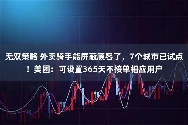 无双策略 外卖骑手能屏蔽顾客了，7个城市已试点！美团：可设置365天不接单相应用户